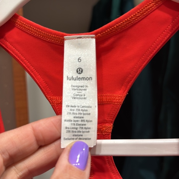 Peloton x 🍋 Lululemon Strong Identity Red Sports Bra Size 6 - Picture 3 of 3